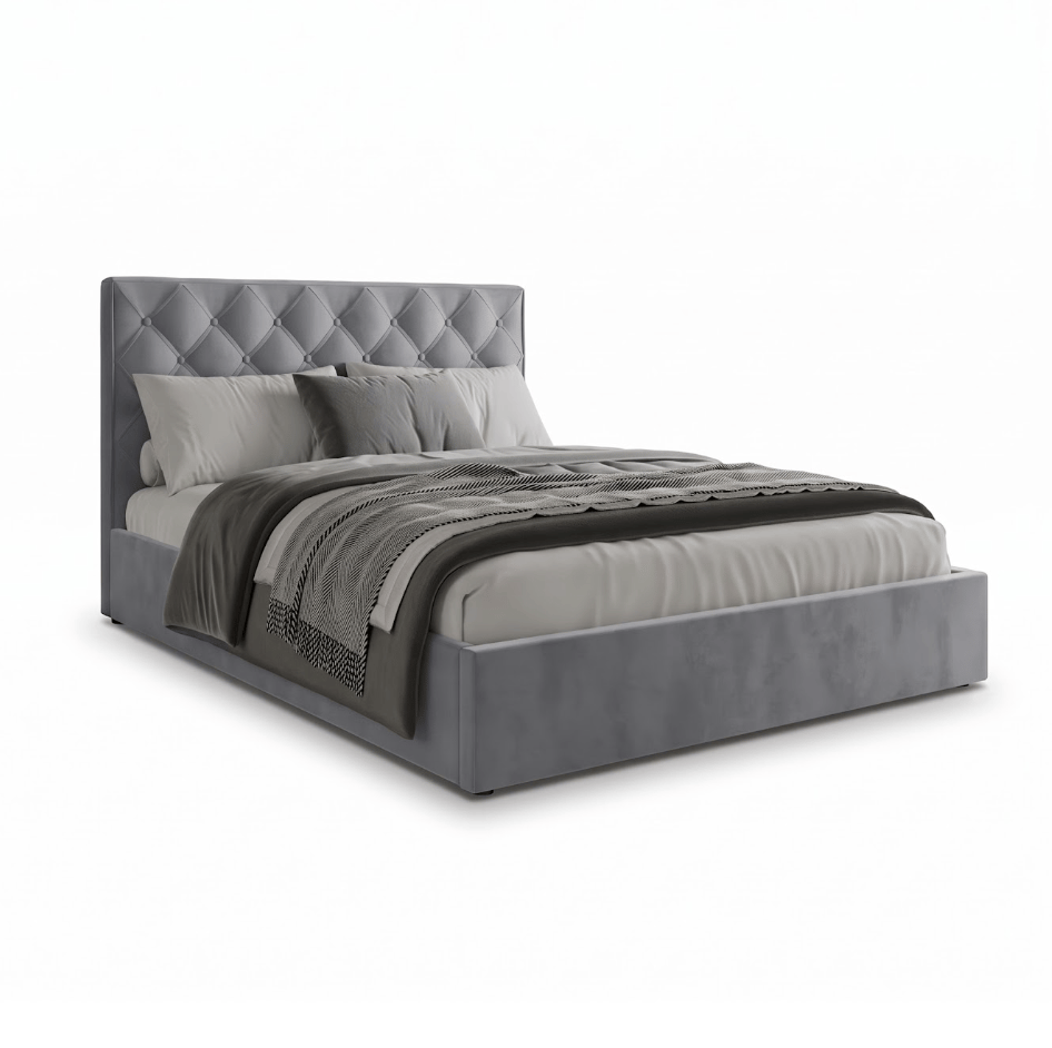 Upholstered Ottoman Bed ETHAN Double Size - Grey