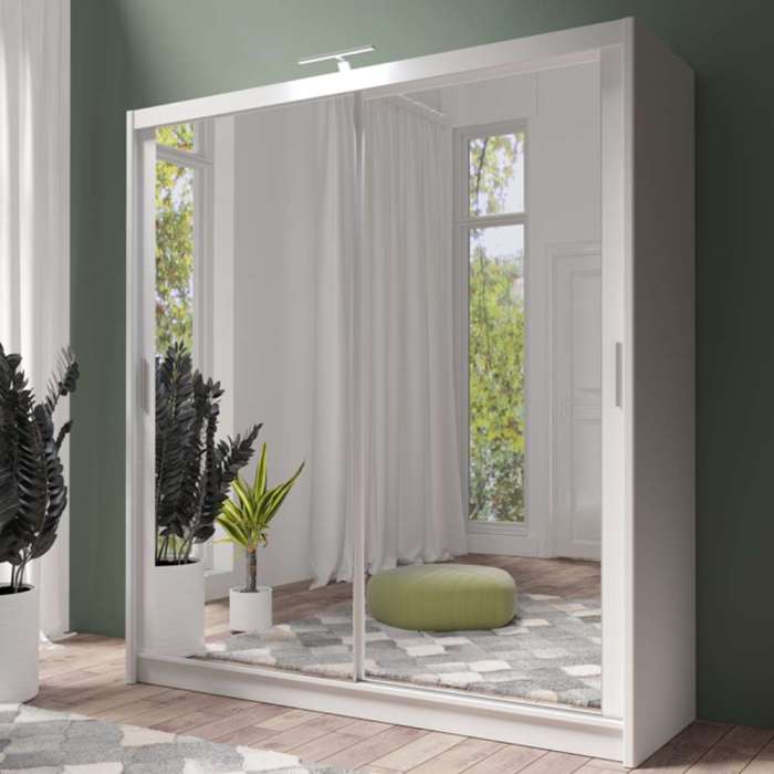 PARIS 203cm Sliding Door Wardrobe White Dako Furniture