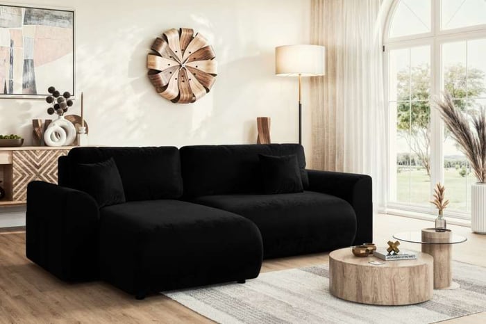 Corner Sofa Bed LORRAINE Black Dako Furniture