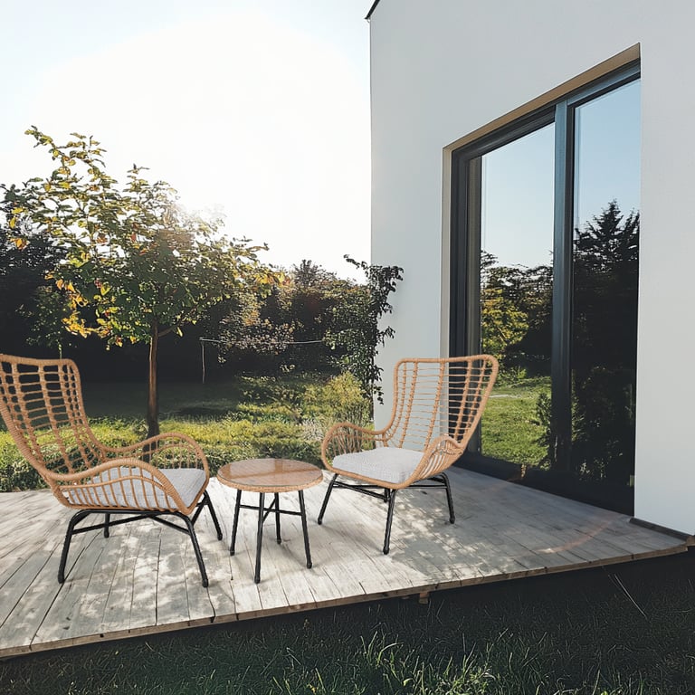 Garden Furniture Set SERRANTE Beige / Light Grey in a garden