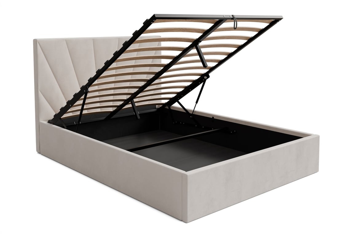 The Dylan bed frame presenting storage compartment.