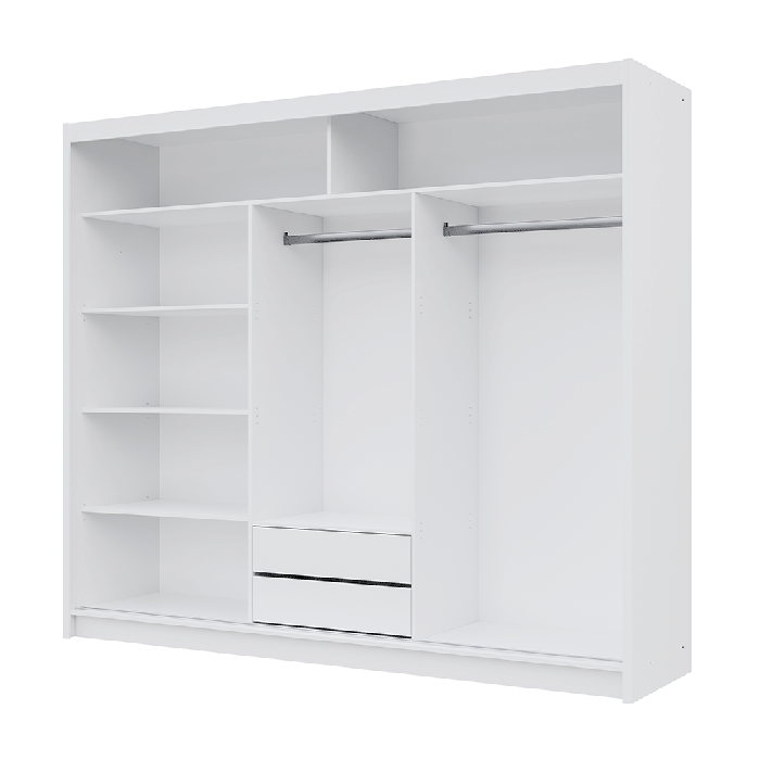 DAKO sliding mirror wardrobe VISTA white 4 sizes perfect bedroom storage - Picture 28 of 39