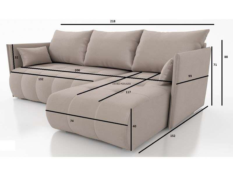 DAKO corner sofa bed NESSA reversible chaise lounge, storage, 9 colours - Picture 16 of 47