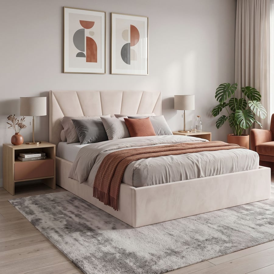 Upholstered Ottoman Bed DYLAN King Size - Cream