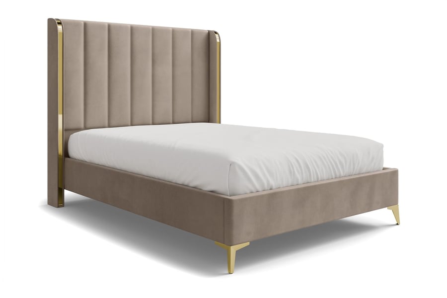 Upholstered bed William Beige D - 2