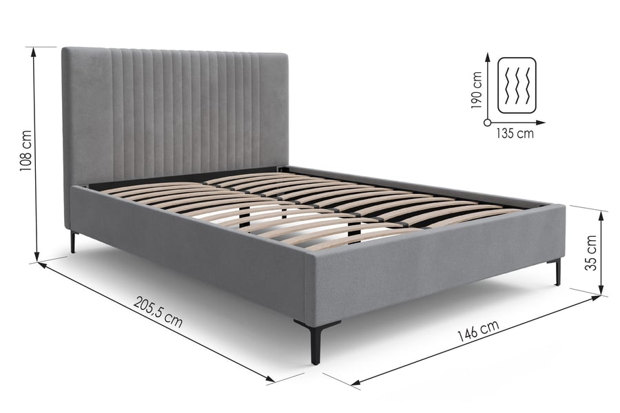 Upholstery Bed LIAM Grey Double - 4