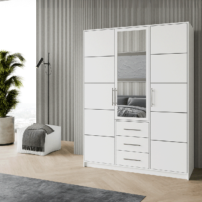 Wardrobe BALI D3 White + Mirror - 1