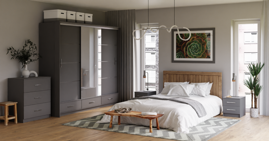DAKO Sliding Wardrobe With Mirror Drawers MARSYLIA Spacious Storage - Picture 37 of 44