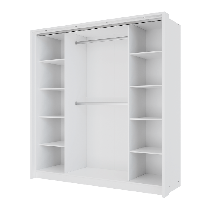 BREMA 210cm Wardrobe White+Mirr - 4