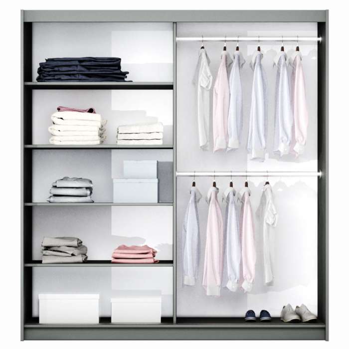 Wardrobe BASTIA 150 White+Mirro - 1