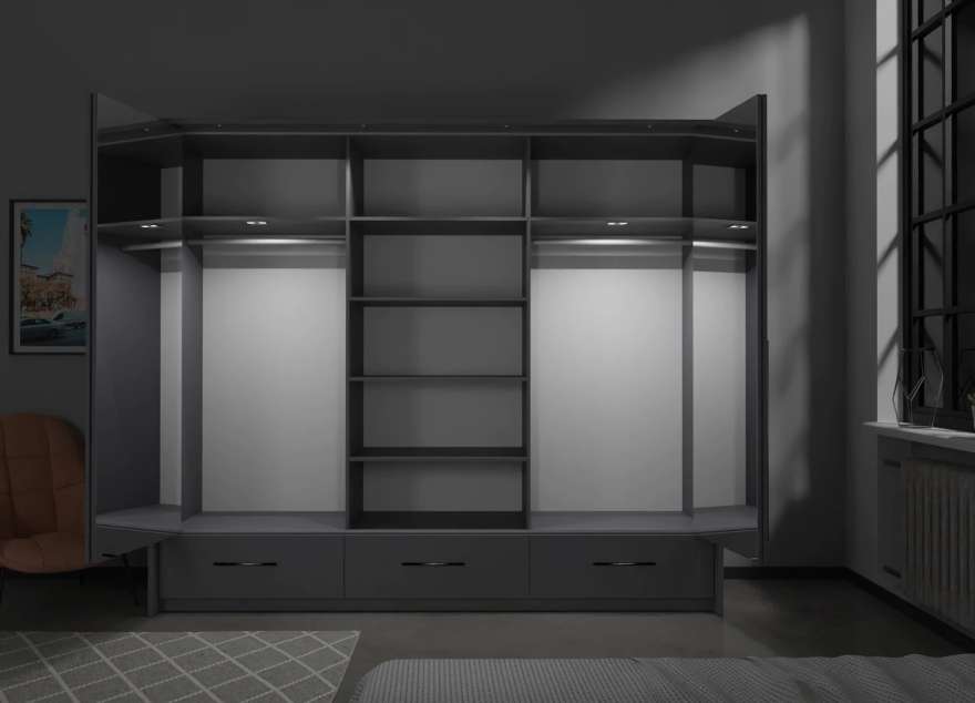 TOLEDO 255cm Wardrobe Graphite - 3