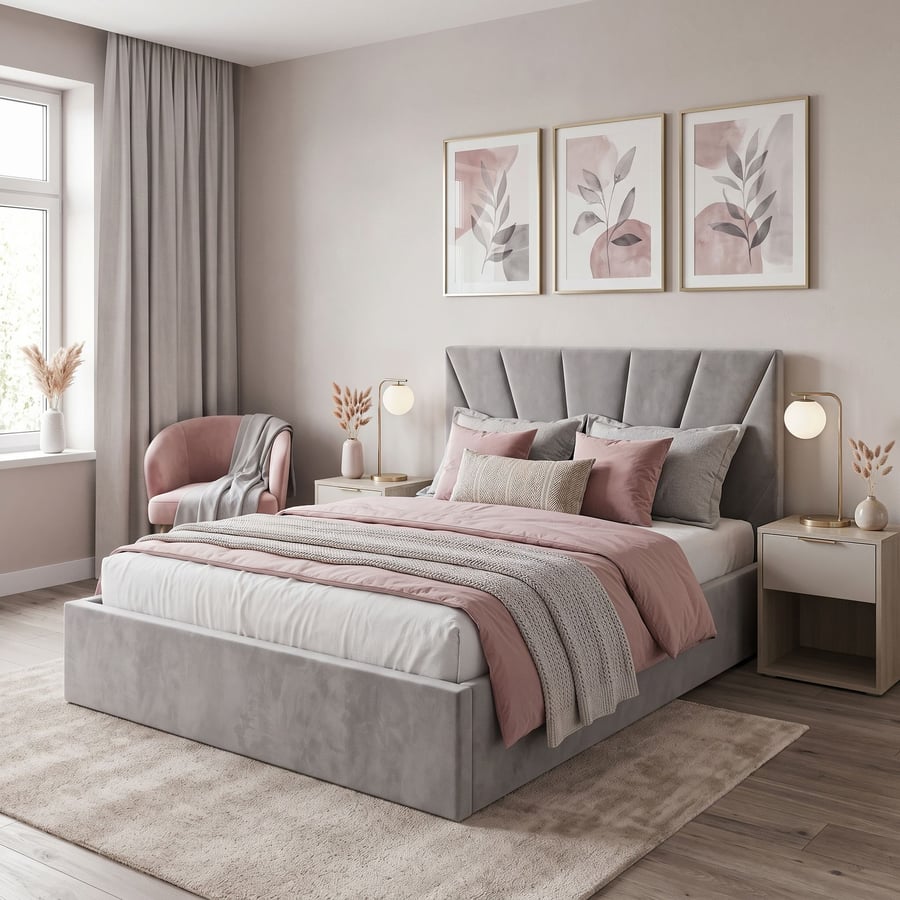 Upholstered Ottoman Bed DYLAN Double Size - Grey