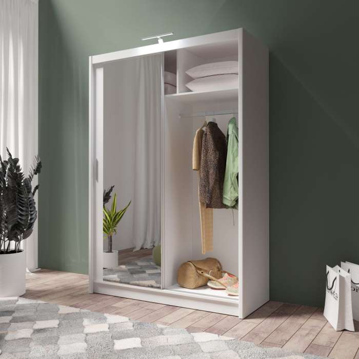 DAKO Sliding Wardrobe Mirror PARIS White Available Now In 4 Sizes Modern Bedroom - Picture 9 of 28