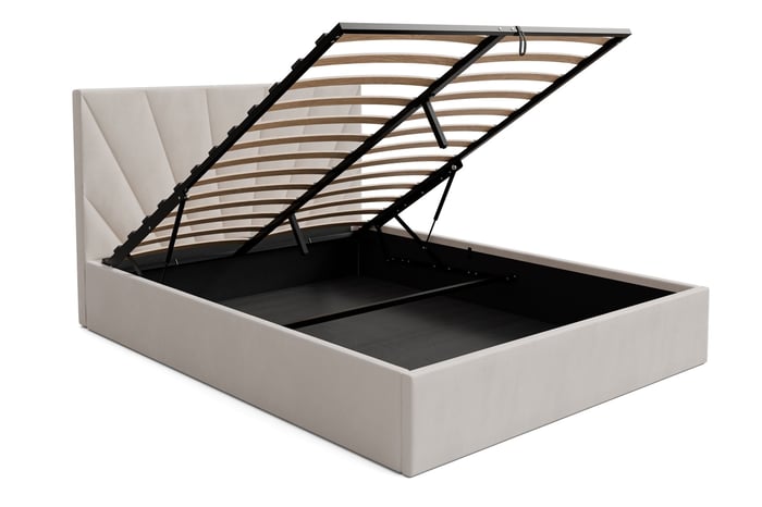 The Dylan bed frame presenting storage compartment.