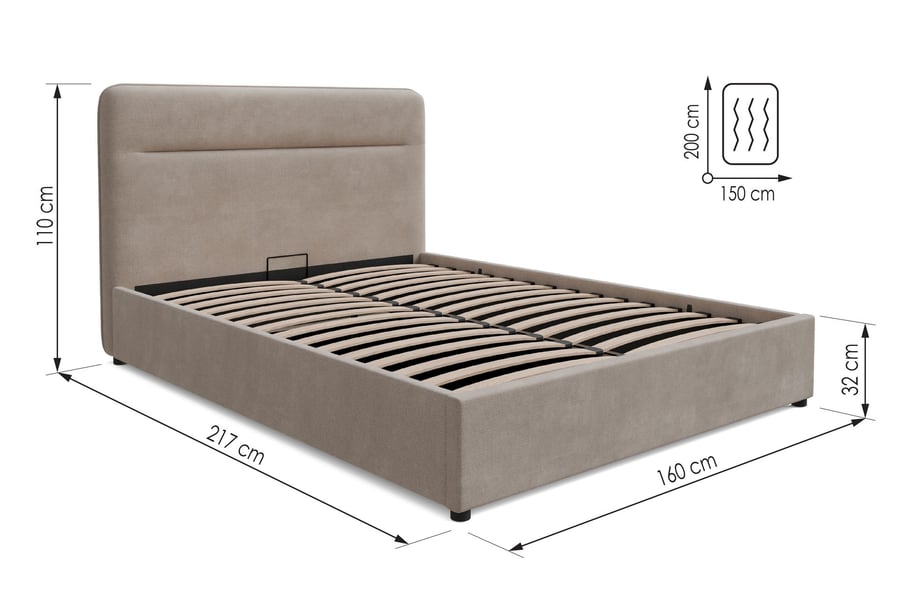 Upholstered bed EVERETT Beige K - 5