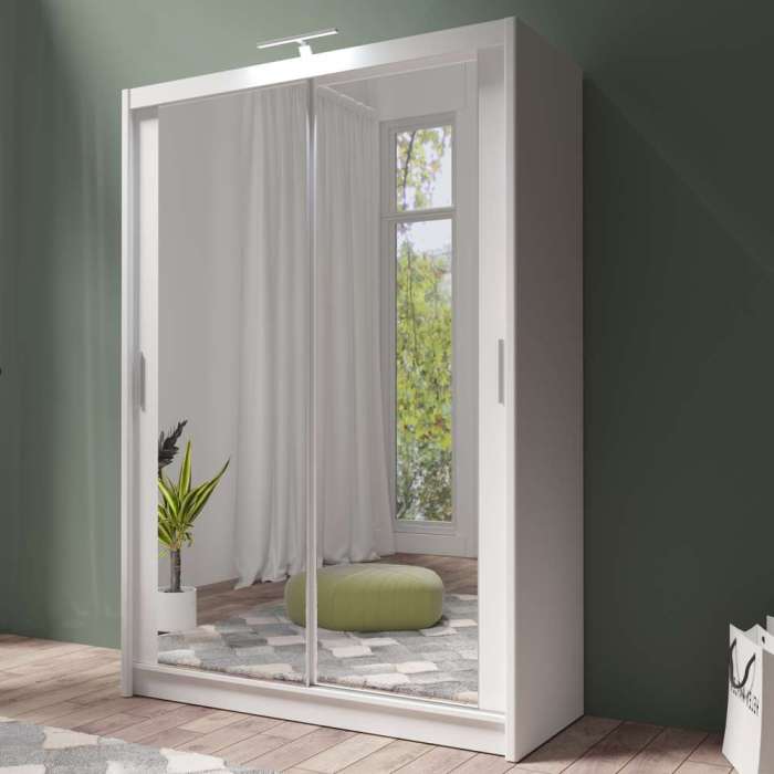 DAKO Sliding Wardrobe Mirror PARIS White Available Now In 4 Sizes Modern Bedroom - Picture 8 of 28