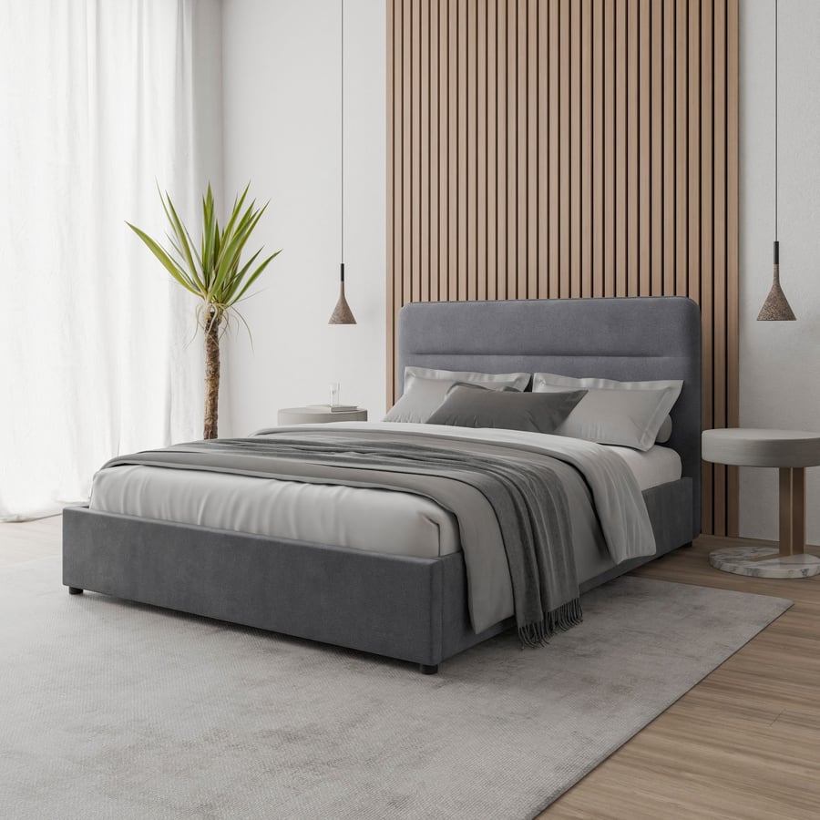 Upholstered bed EVERETT Grey Ki - 1