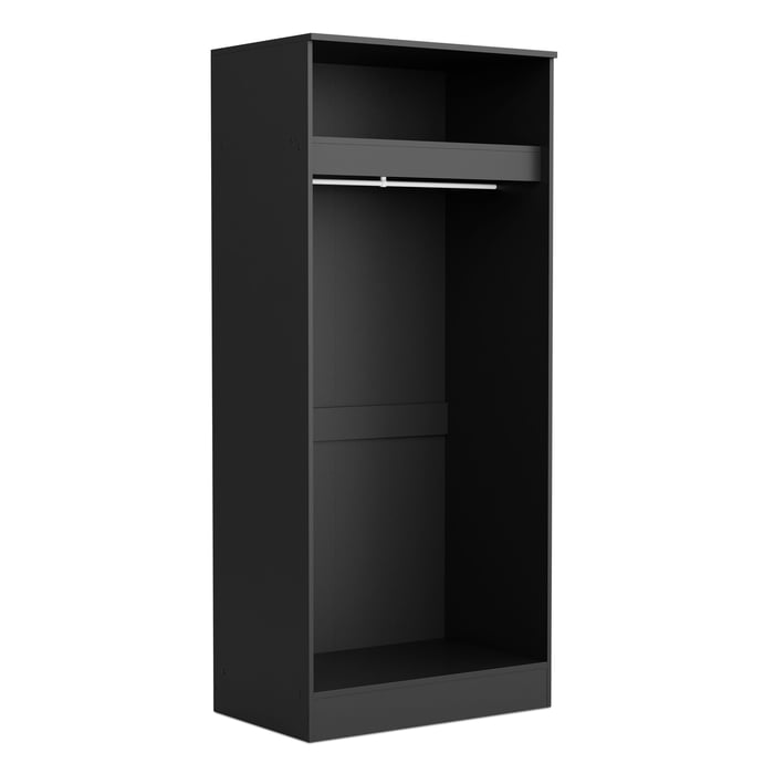 Wardrobe ESSENTIAL 2DR - Black showing the interior