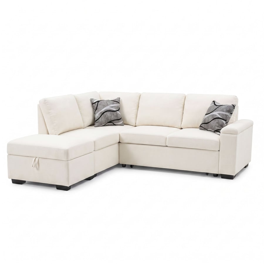 Corner Sofa Bed ABIGAIL - Left - Hand - Cream