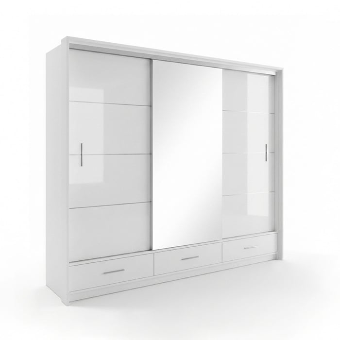 Sliding Wardrobe MARSYLIA 255 - White | Dako Furniture