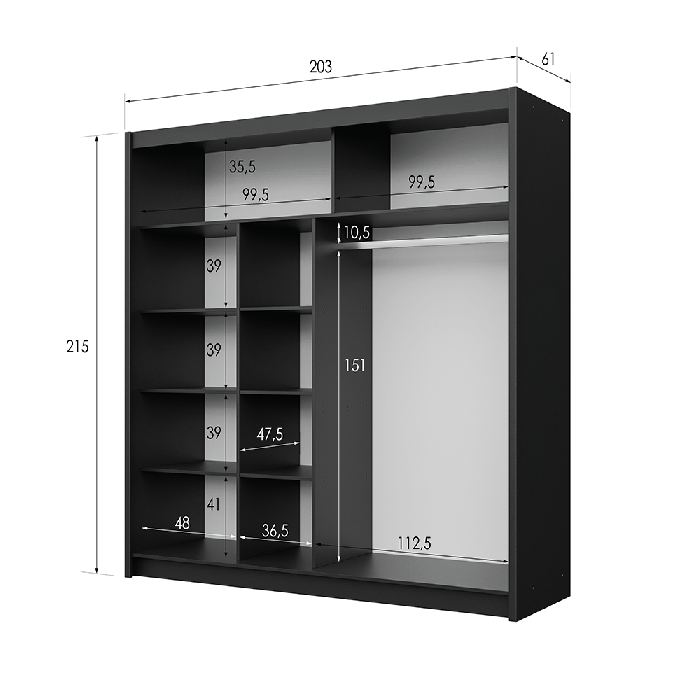 DAKO Sliding Wardrobe Fully Mirrored DAKOTA Clothing Storage - Picture 25 of 40