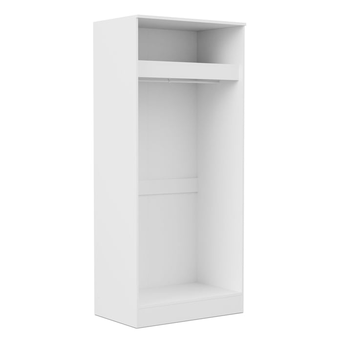 Wardrobe ESSENTIAL 2DR - White showing the interior