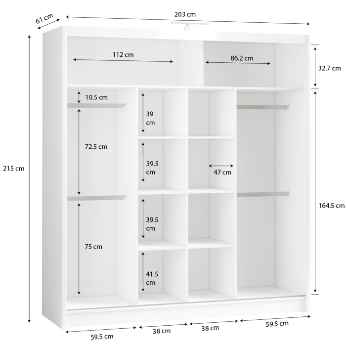 DAKO Sliding Wardrobe Mirror PARIS White Available Now In 4 Sizes Modern Bedroom - Picture 7 of 28