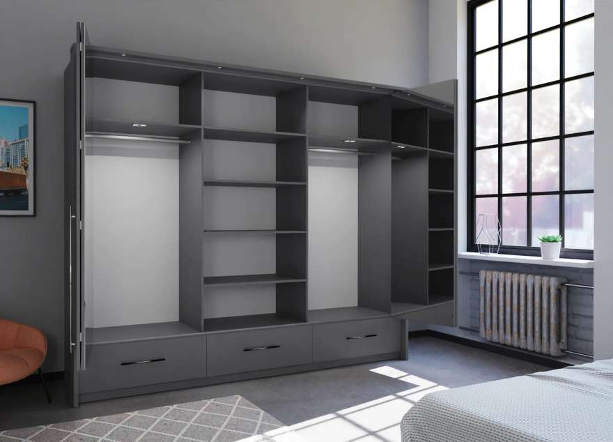 TOLEDO 255cm Wardrobe Graphite - 2