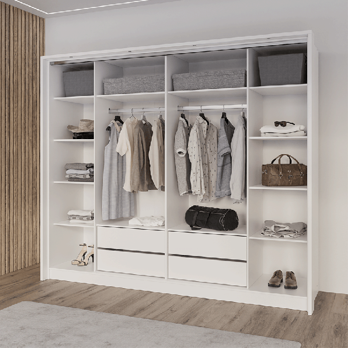 Wardrobe BREMA 256cm White+Mirr - 5