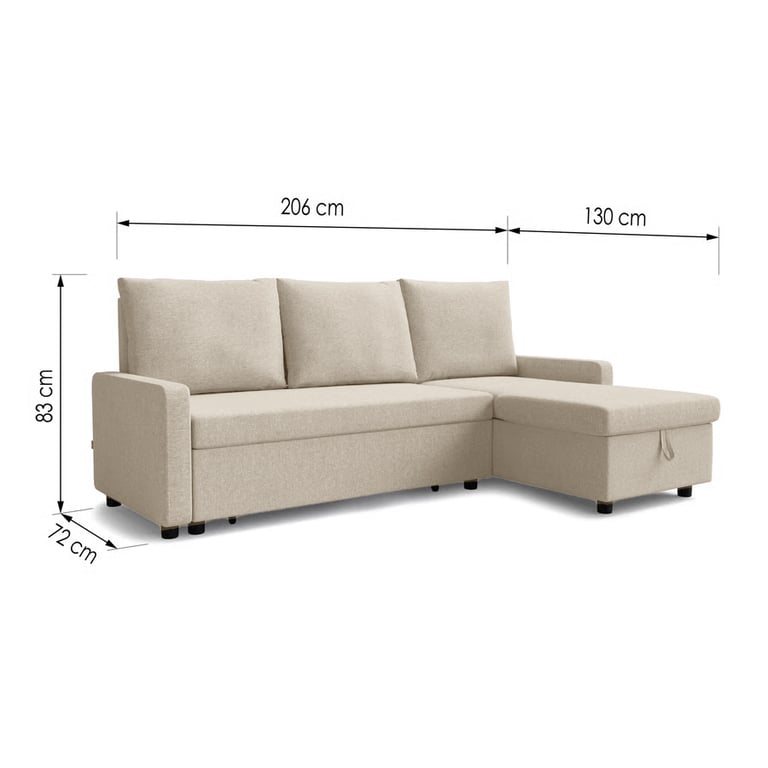 Corner Sofa Bed LYNDA with dimensions