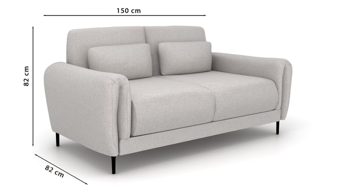 2 Seater Sofa MEGAN - Cream with dimensions