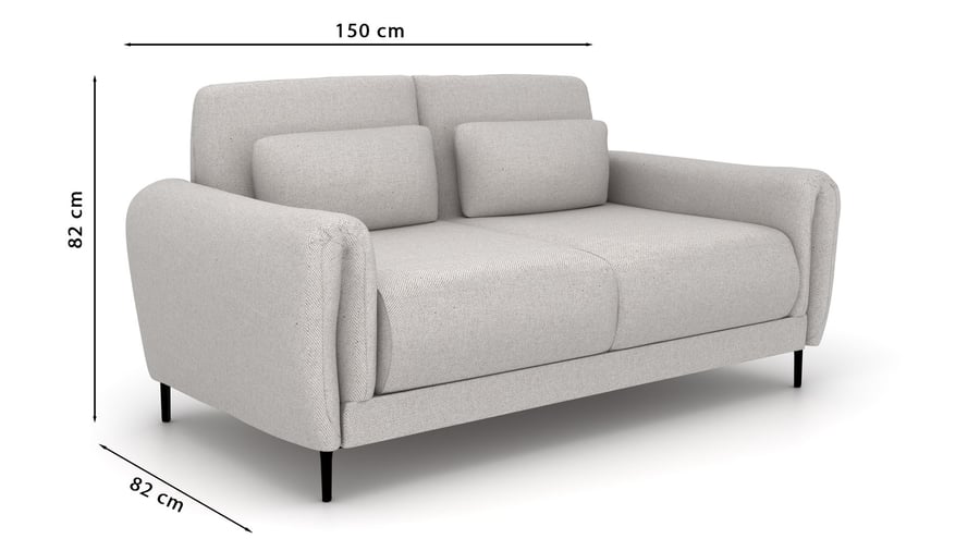2 seater sofa MEGAN cream dimen - 4