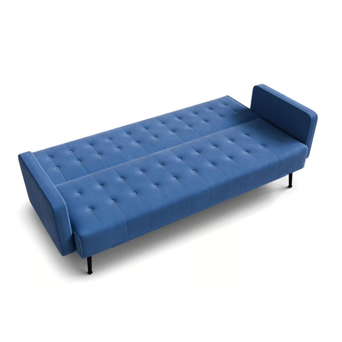 Sofa Bed SILVIA - Blue showing sleeping function