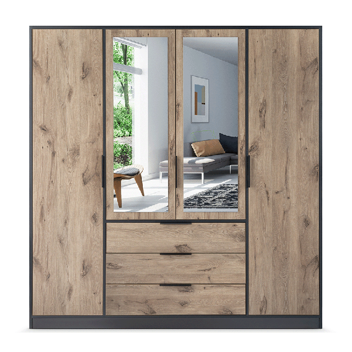 Wardrobe LATI D4 Black / Oak Vi - 2