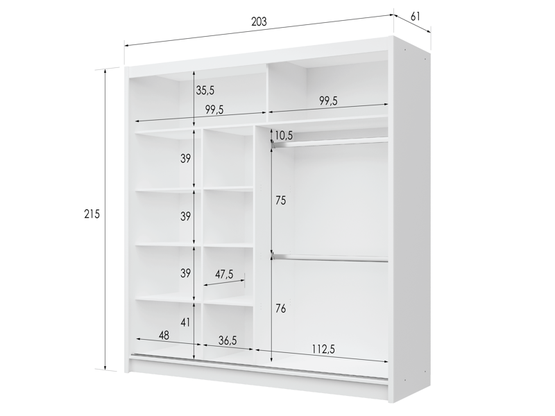 BRANDON 203cm Sliding Door Ward - 3