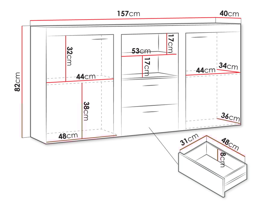 Chest of Drawers RUMBA dimensio - 3