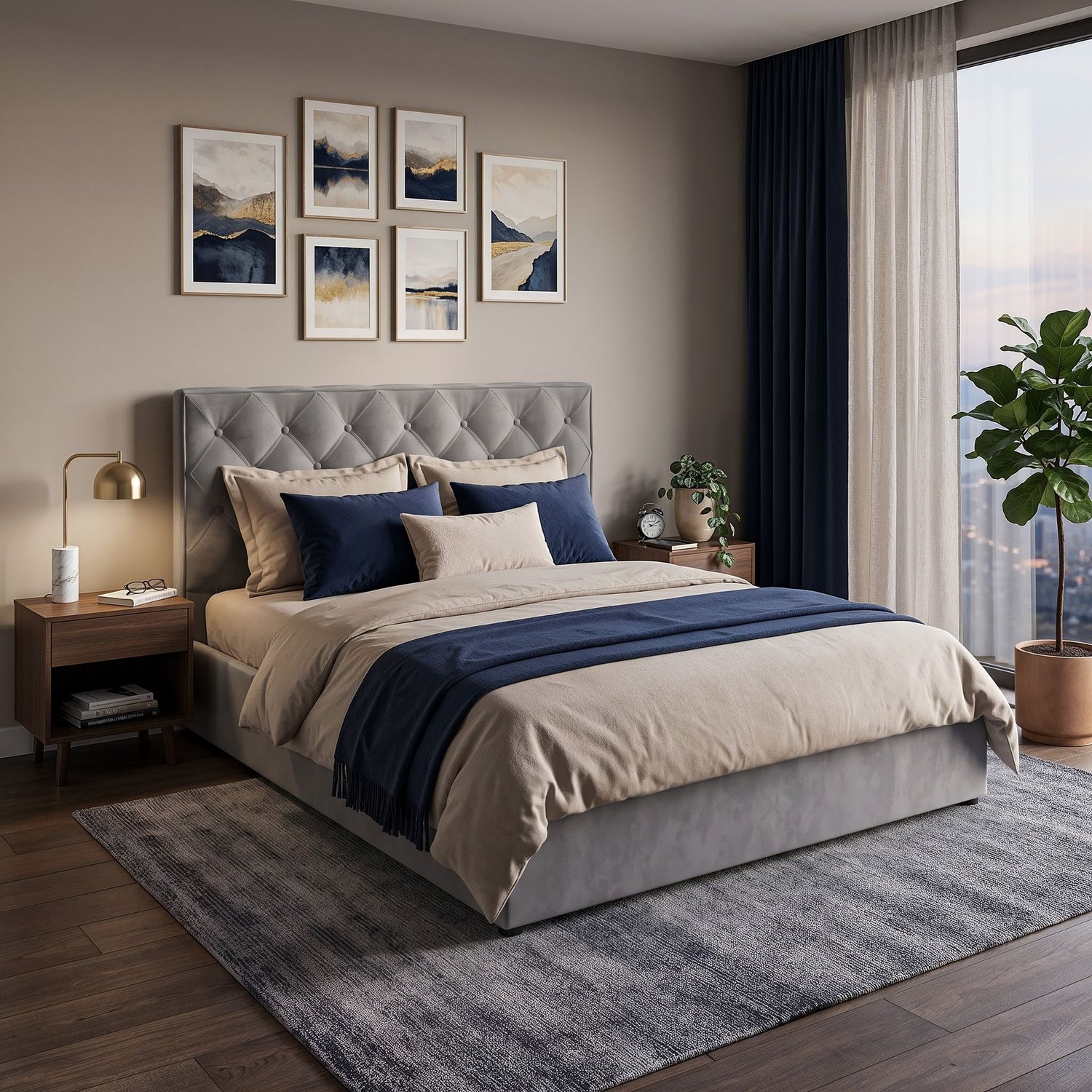Upholstered Ottoman Bed ETHAN King Size - Grey