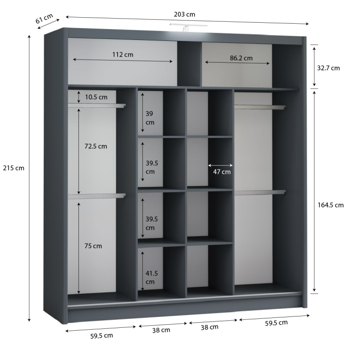 PARIS 203cm Sliding Door Wardro - 3