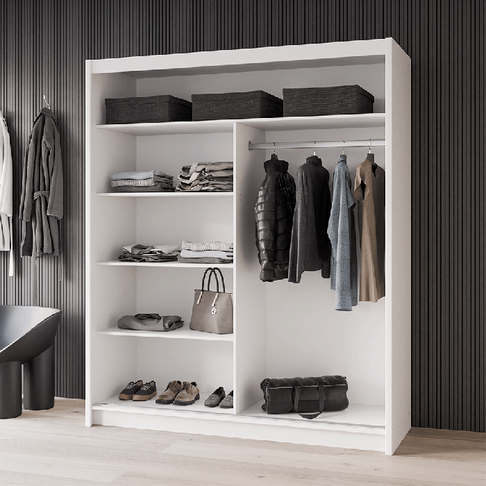 DAKO sliding mirror wardrobe VISTA white 4 sizes perfect bedroom storage - Picture 10 of 39