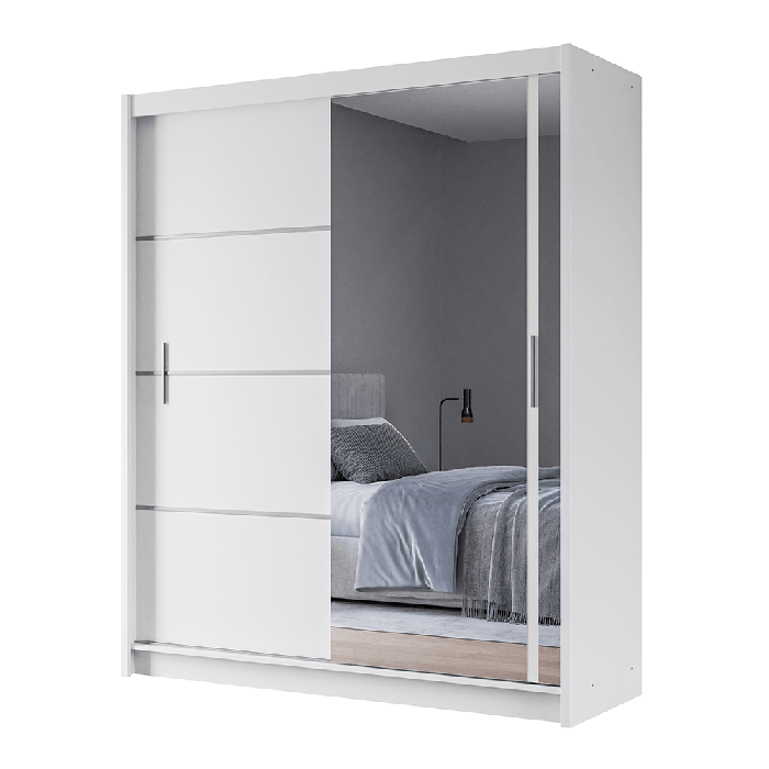 DAKO sliding mirror wardrobe VISTA white 4 sizes perfect bedroom storage - Picture 4 of 39