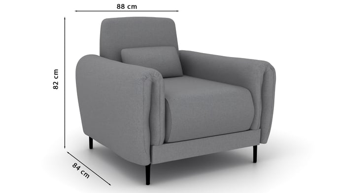 Armchair MEGAN - Grey with dimensions