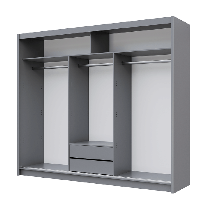 DAKO Mirror Sliding Door Wardrobe PORTO 2 Graphite 2 Sizes - Picture 17 of 27