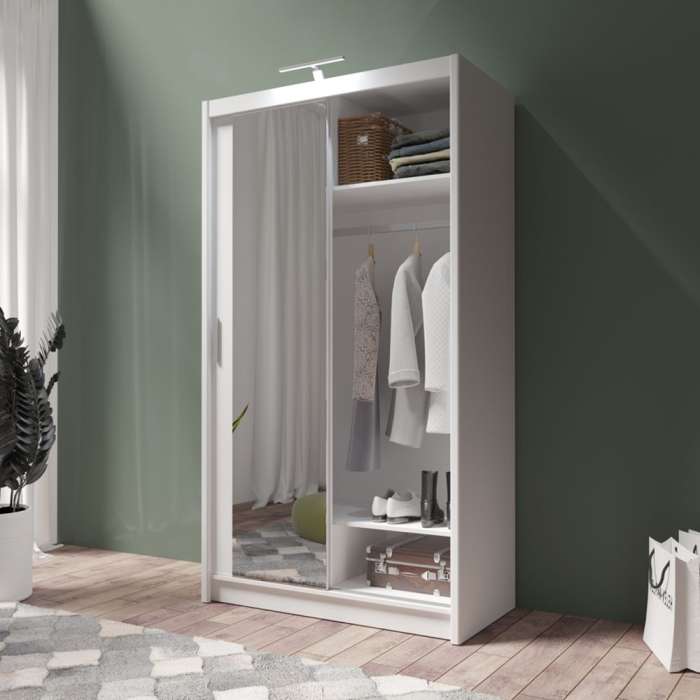 DAKO Sliding Wardrobe Mirror PARIS White Available Now In 4 Sizes Modern Bedroom - Picture 27 of 28