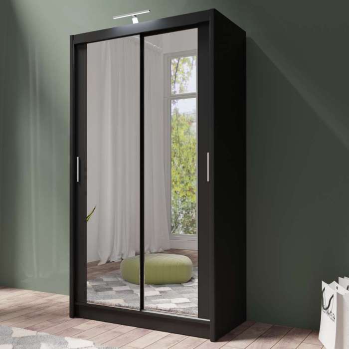 PARIS 120cm Sliding Door Wardrobe Black Dako Furniture
