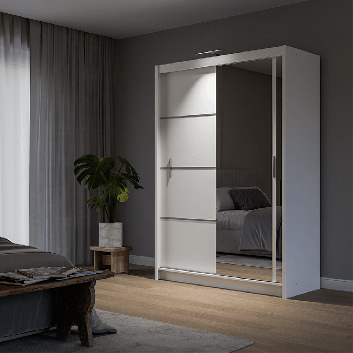 DAKO sliding mirror wardrobe VISTA white 4 sizes perfect bedroom storage - Picture 15 of 39