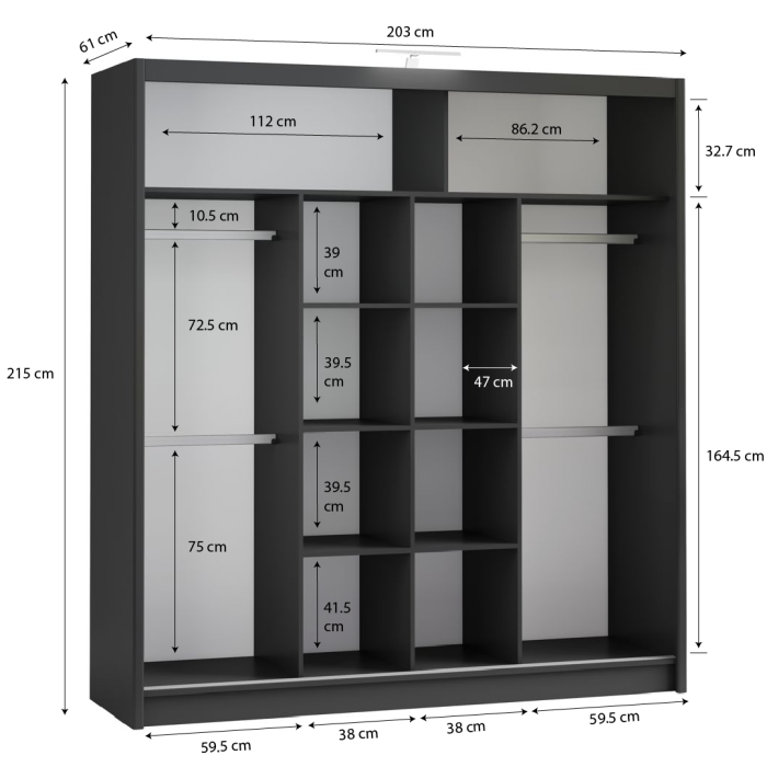 PARIS 203cm Sliding Door Wardro - 3