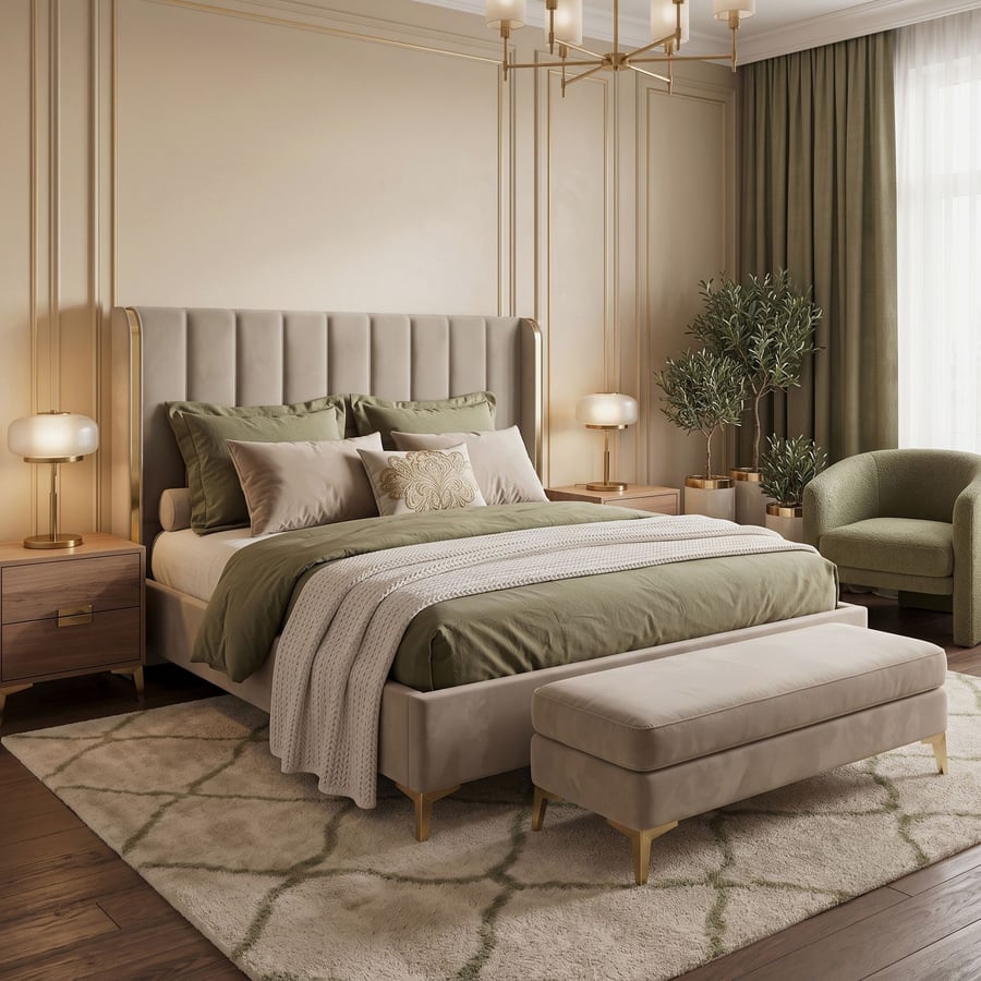 Upholstered Bed WILLIAM Super King Size - Beige