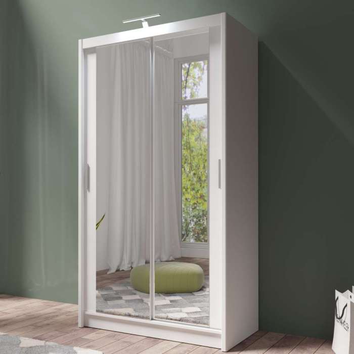 DAKO Sliding Wardrobe Mirror PARIS White Available Now In 4 Sizes Modern Bedroom - Picture 26 of 28