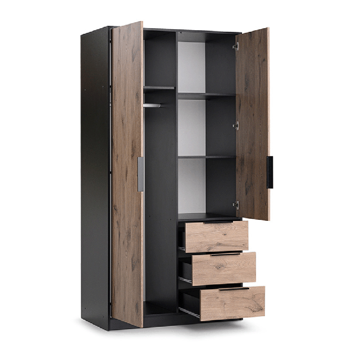 Wardrobe LATI D2 Black / Oak Vi - 1