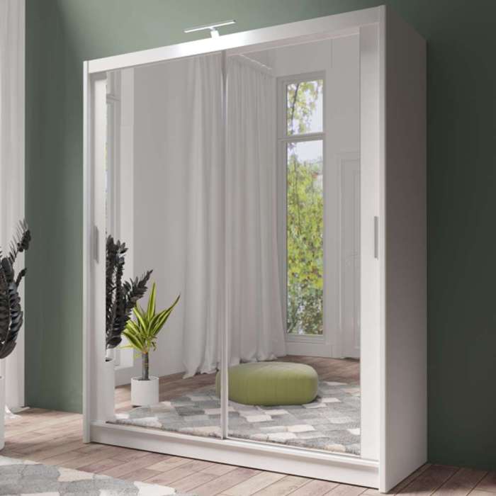 DAKO Sliding Wardrobe Mirror PARIS White Available Now In 4 Sizes Modern Bedroom - Picture 17 of 28